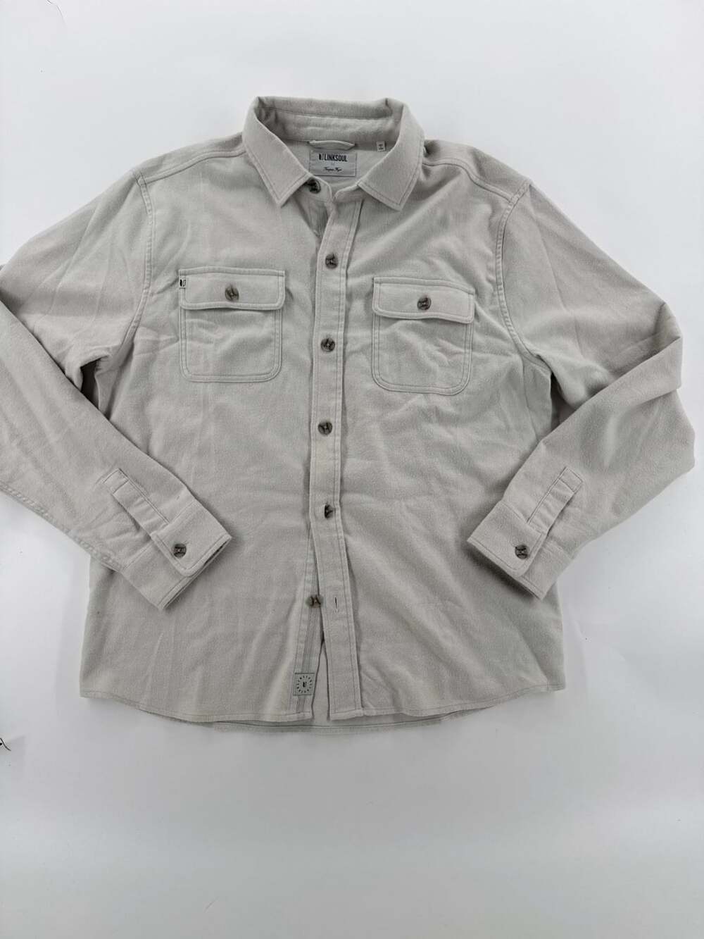 Linksoul Button Down Shirt Size M Gray Long Sleeve Flannel
